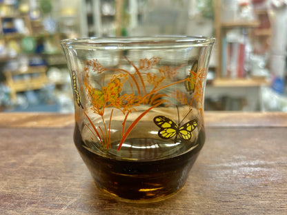 Orange & Yellow Libbey RARE Smoke Butterfly Glass, 3"