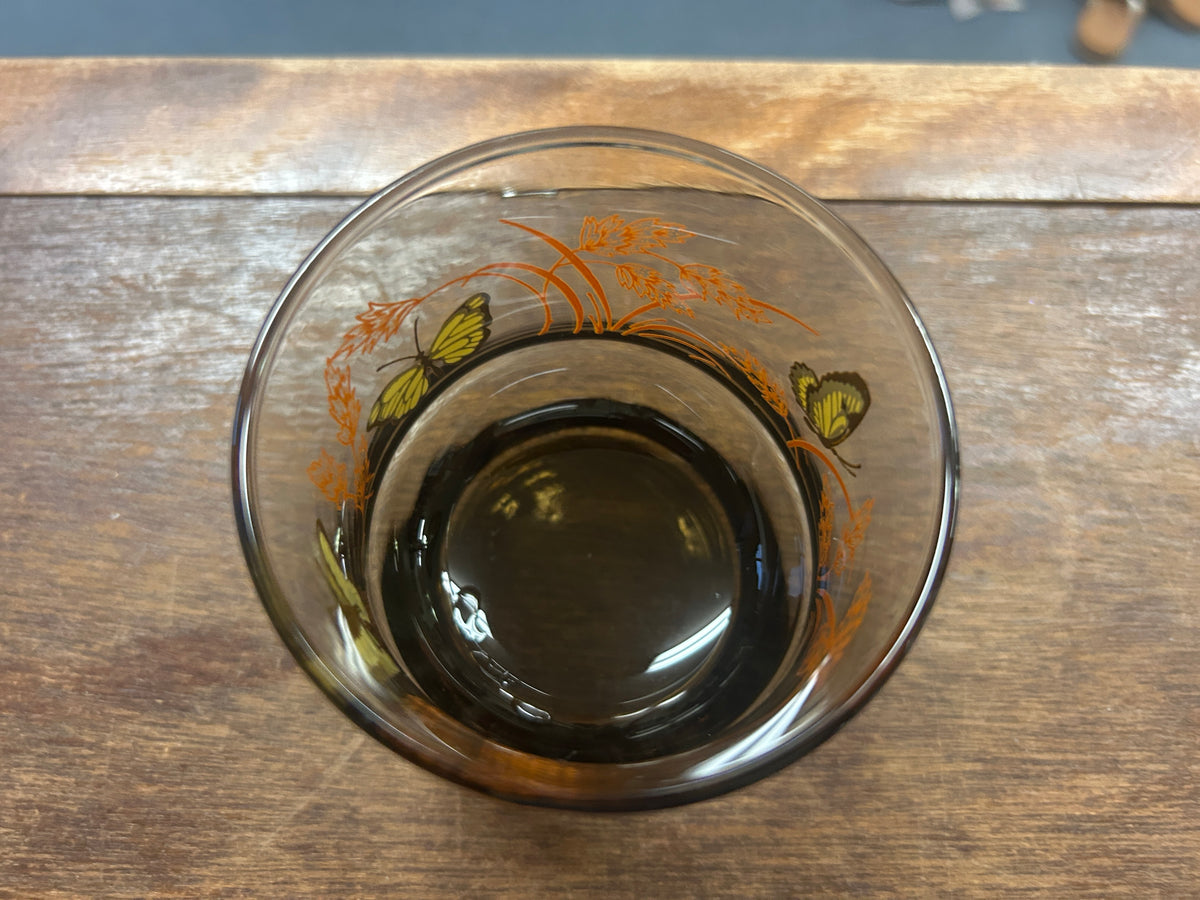 Orange & Yellow Libbey RARE Smoke Butterfly Glass, 3"