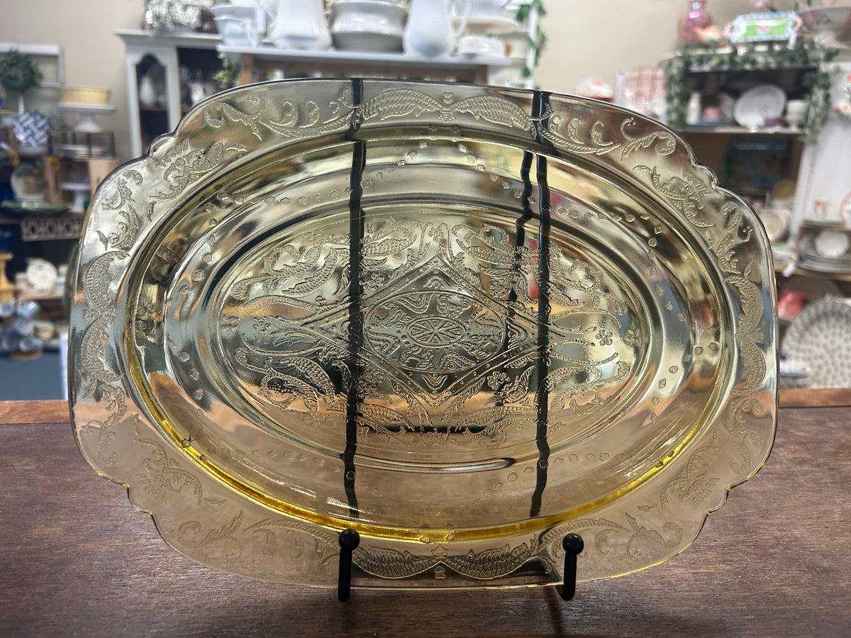Amber Federal Glass Madrid Amber Platter, 11 1/2"