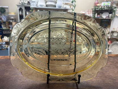 Amber Federal Glass Madrid Amber Platter, 11 1/2"