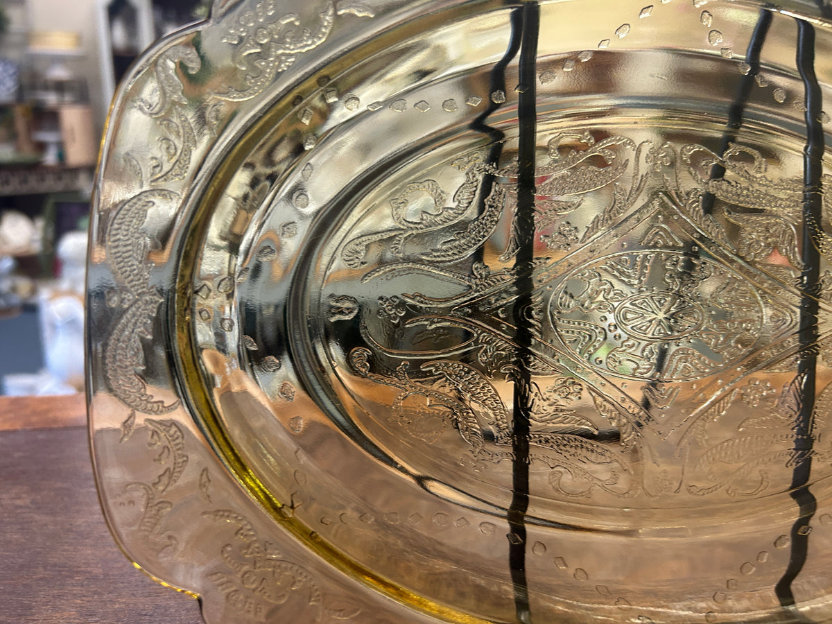 Amber Federal Glass Madrid Amber Platter, 11 1/2"
