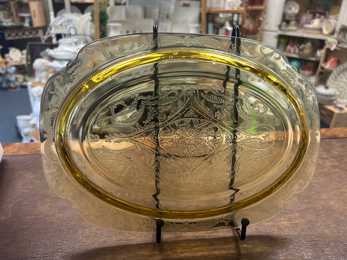 Amber Federal Glass Madrid Amber Platter, 11 1/2"