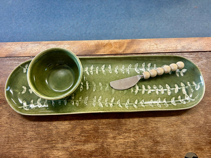 Green Mud Pie Platter, Bowl & Spreader 3, 15 1/2"