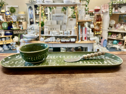 Green Mud Pie Platter, Bowl & Spreader 3, 15 1/2"