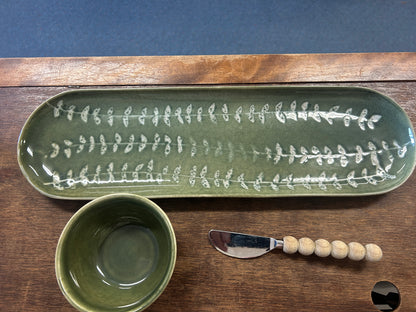 Green Mud Pie Platter, Bowl & Spreader 3, 15 1/2"