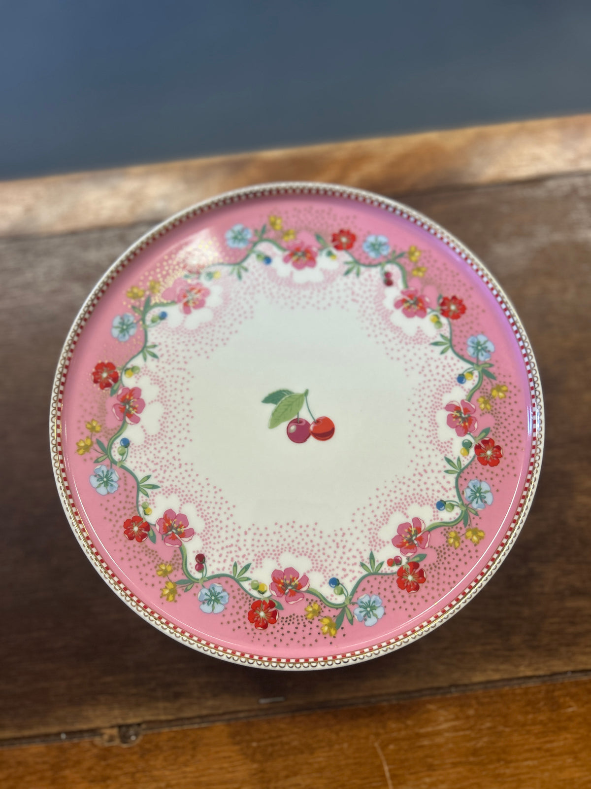 Pink Pip Studio Cherry Floral Cake Stand, 8 1/4"
