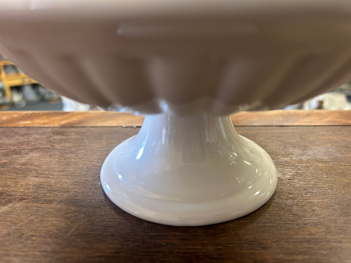 White  Pedestal Bowl w/ Dome Italy, 8"