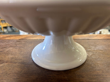 White  Pedestal Bowl w/ Dome Italy, 8"