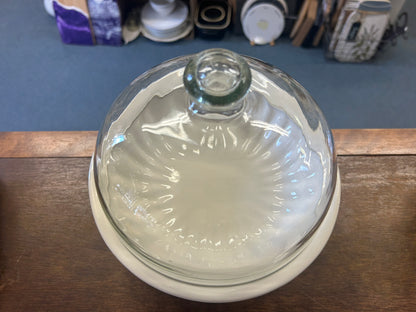 White  Pedestal Bowl w/ Dome Italy, 8"