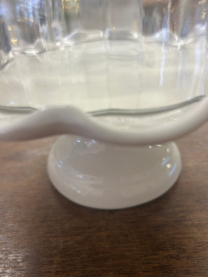 White Cake Stand w/ Dome Italy, 7 3/4"