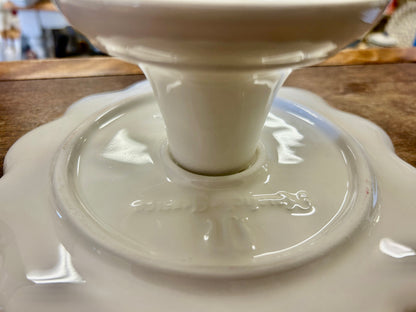 White Cake Stand w/ Dome Italy, 7 3/4"