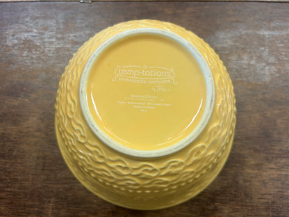 Temptations Embossed Yellow Bowl & Lid 1 QT, 1 QT