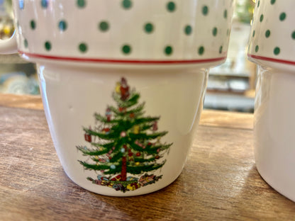 Red Green White Spode Christmas Stack Mug 2, 3 3/4"