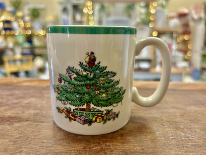 Red Green White Spode Christmas Tree Mug, 3 1/4"