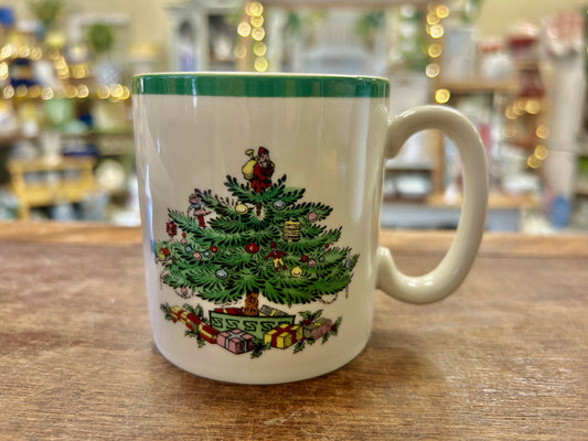 Red Green White Spode Christmas Tree Mug, 3 1/4"