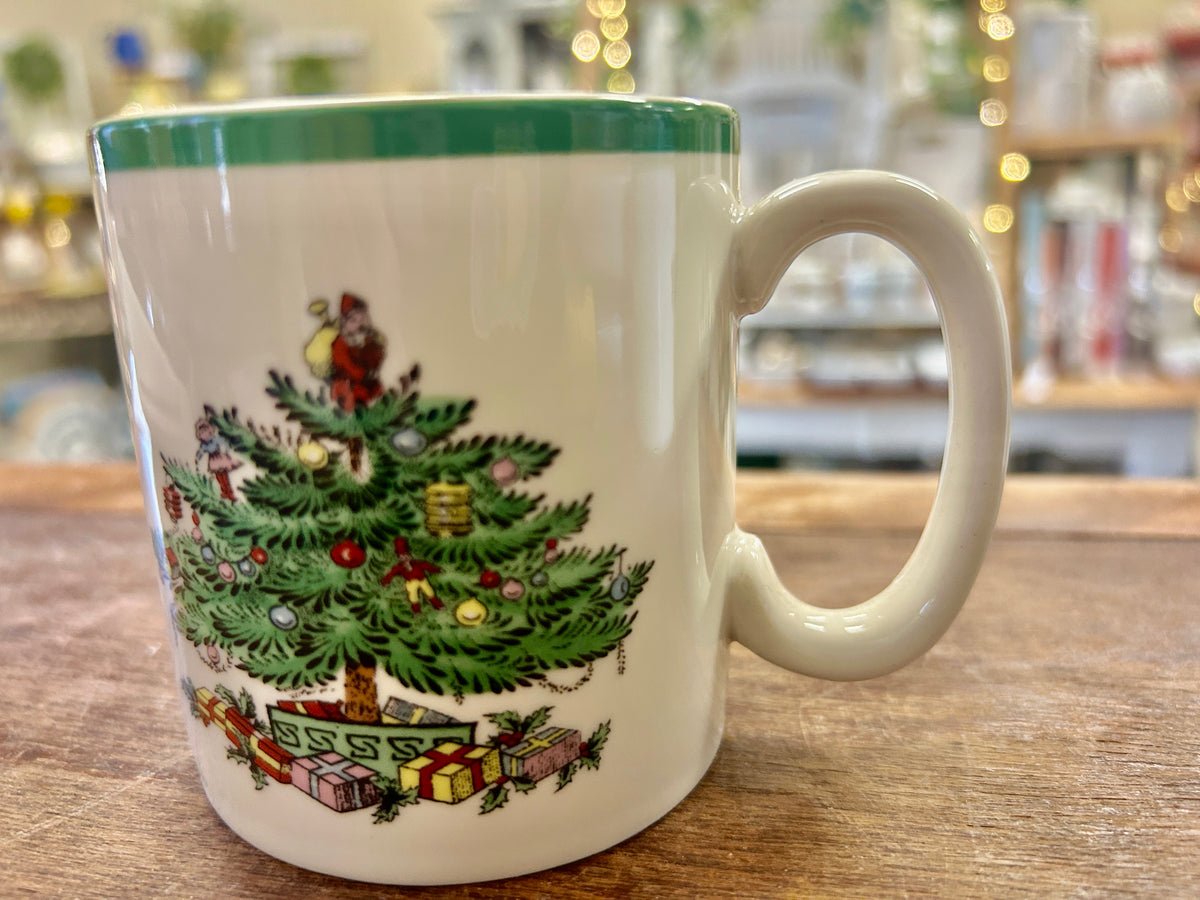 Red Green White Spode Christmas Tree Mug, 3 1/4"