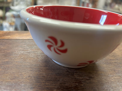 Red & White Terramoto Ceramics Peppermint Bowl, 4 1/2"