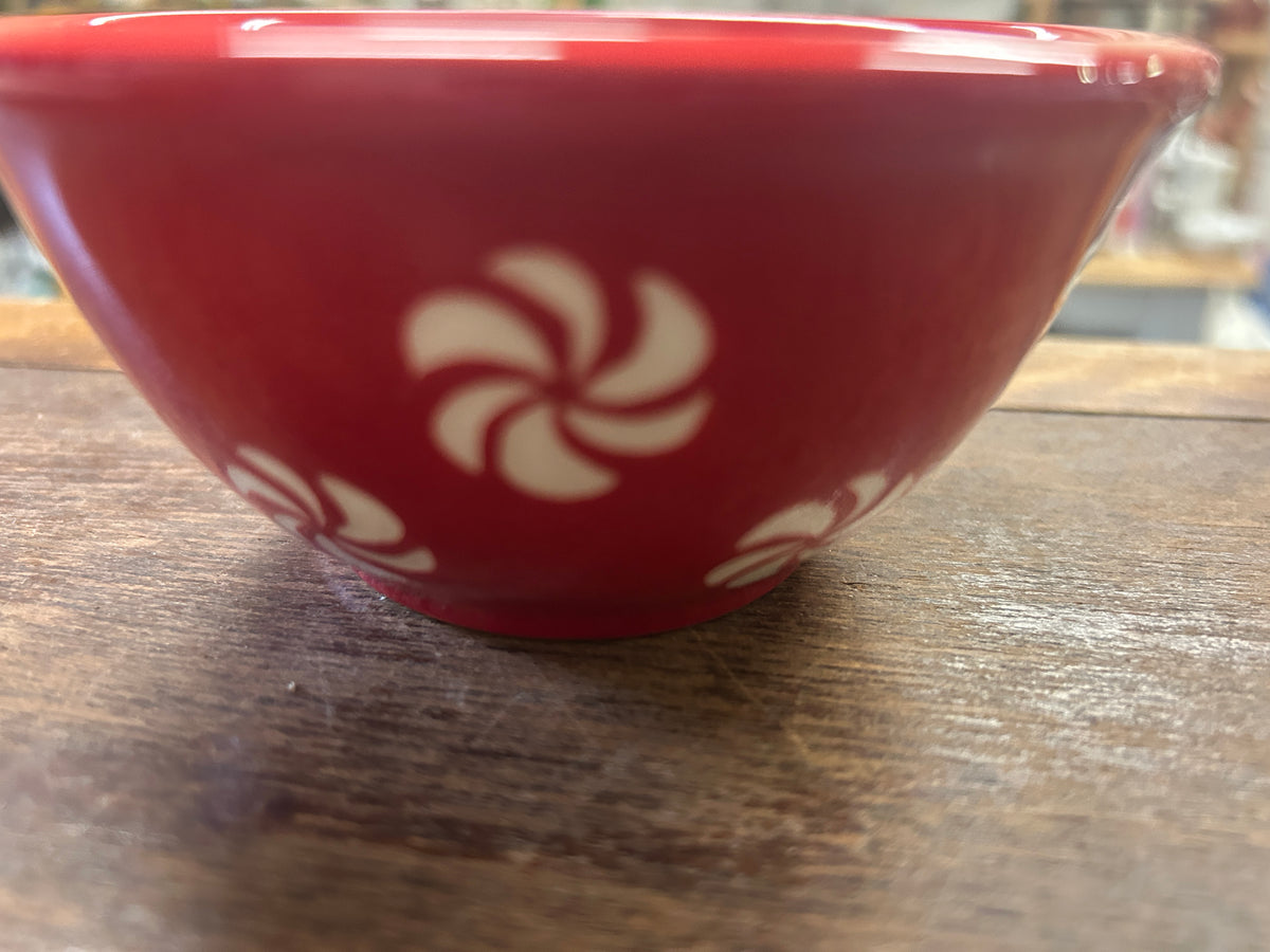 Red & White Terramoto Ceramics Peppermint Bowl, 4 1/2"