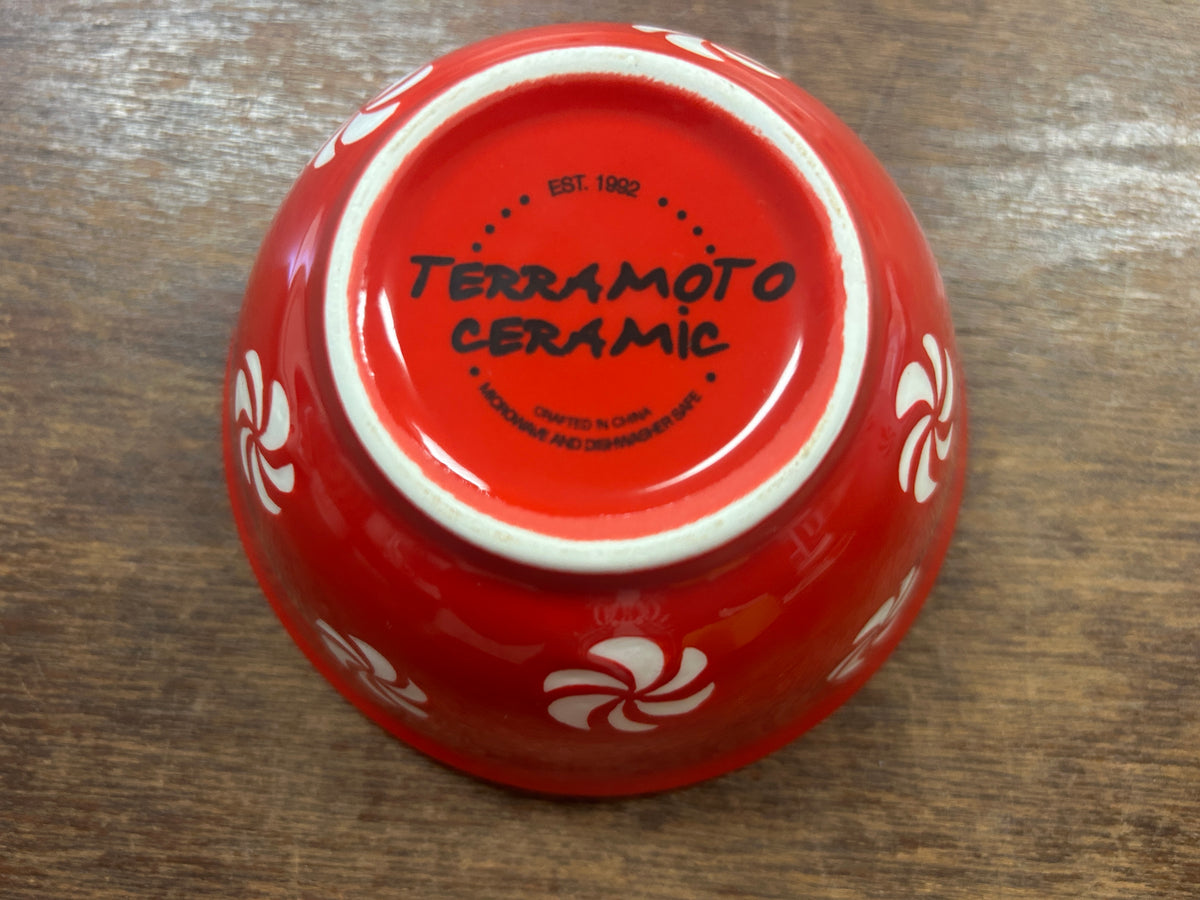 Red & White Terramoto Ceramics Peppermint Bowl, 4 1/2"