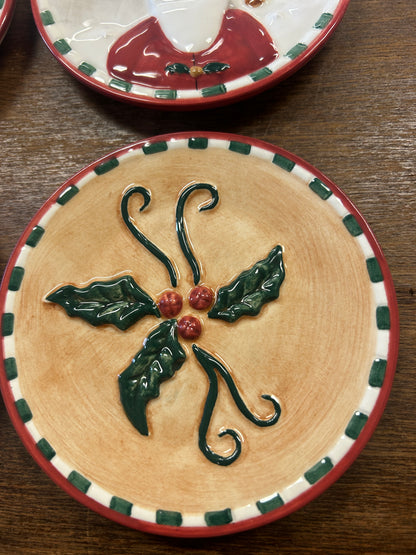 Red Green White MWW Market Mini Christmas Plates 4 pcs, 4 1/2"