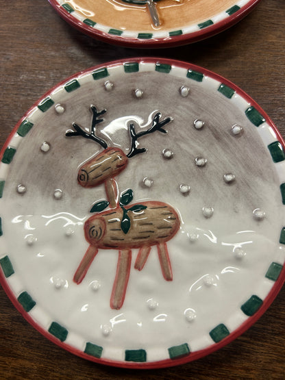 Red Green White MWW Market Mini Christmas Plates 4 pcs, 4 1/2"