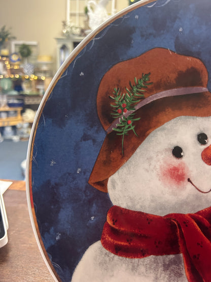 Multicolor Elaine Thompson Snowman Round Platter, 12 1/4"