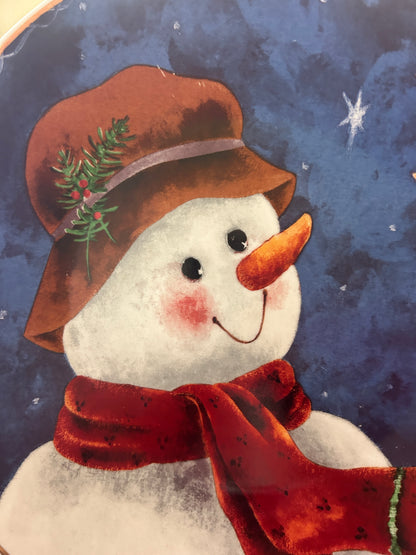 Multicolor Elaine Thompson Snowman Round Platter, 12 1/4"