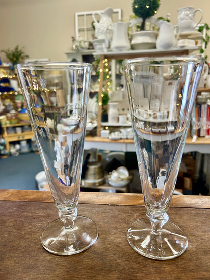 Clear  Pilsner Beer Glass Set of 2, 8"