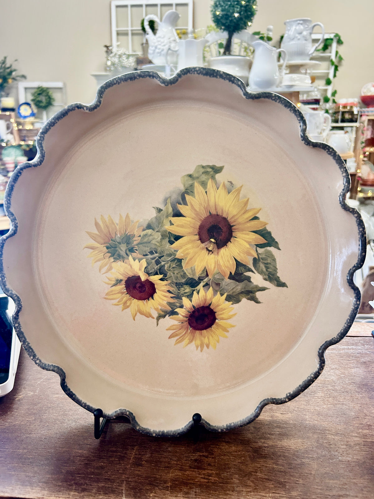 Yellow & Green Home & Garden Party Sunflower Ruffle Baker Bowl, 12 1/2"