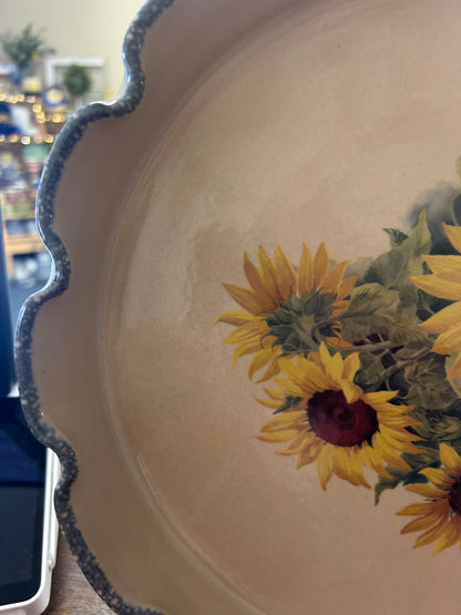 Yellow & Green Home & Garden Party Sunflower Ruffle Baker Bowl, 12 1/2"