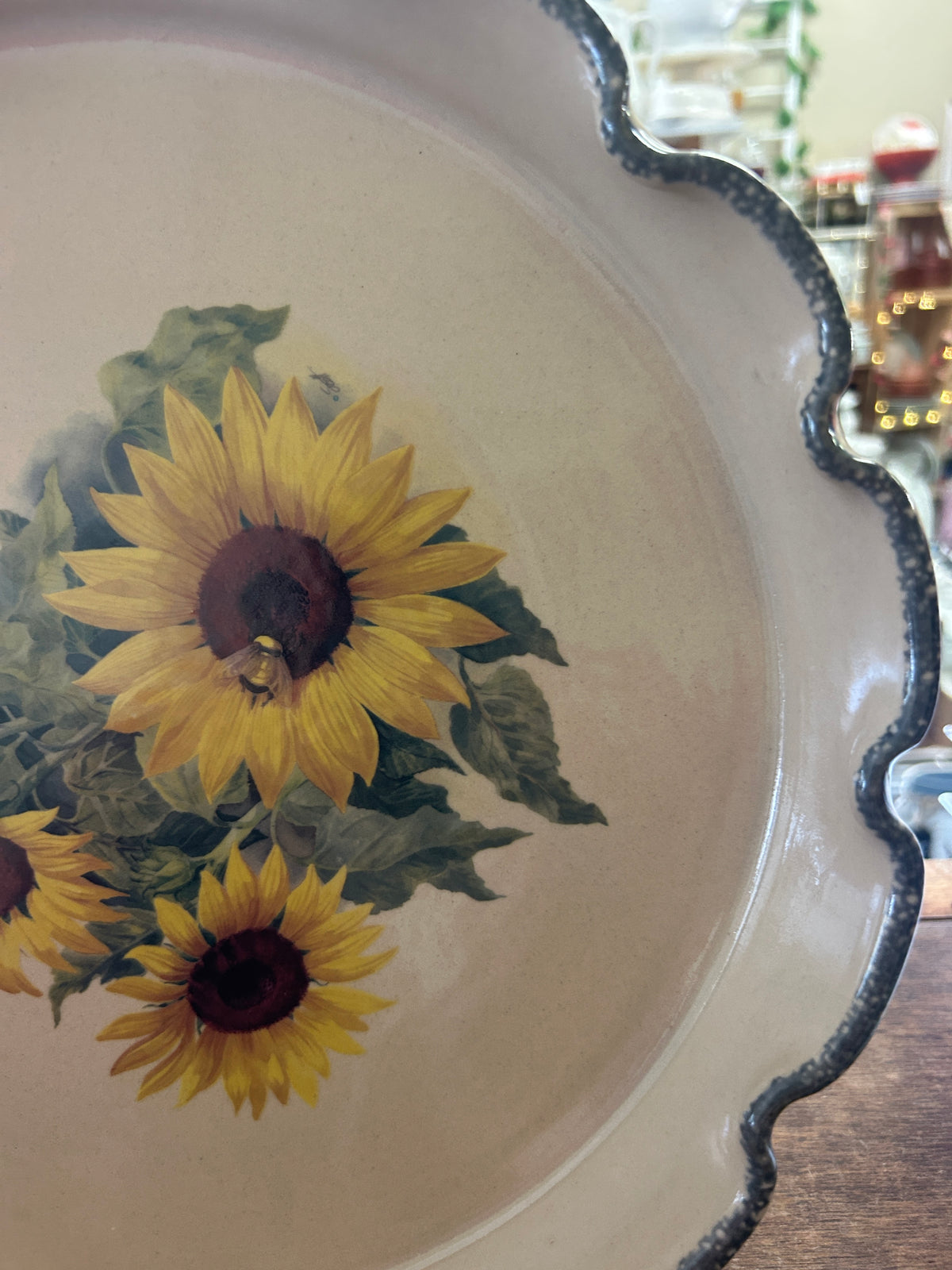 Yellow & Green Home & Garden Party Sunflower Ruffle Baker Bowl, 12 1/2"