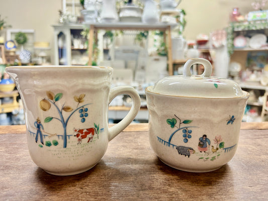 Multicolor International Tableworks Heartland Sugar & Creamer Japan, 4"