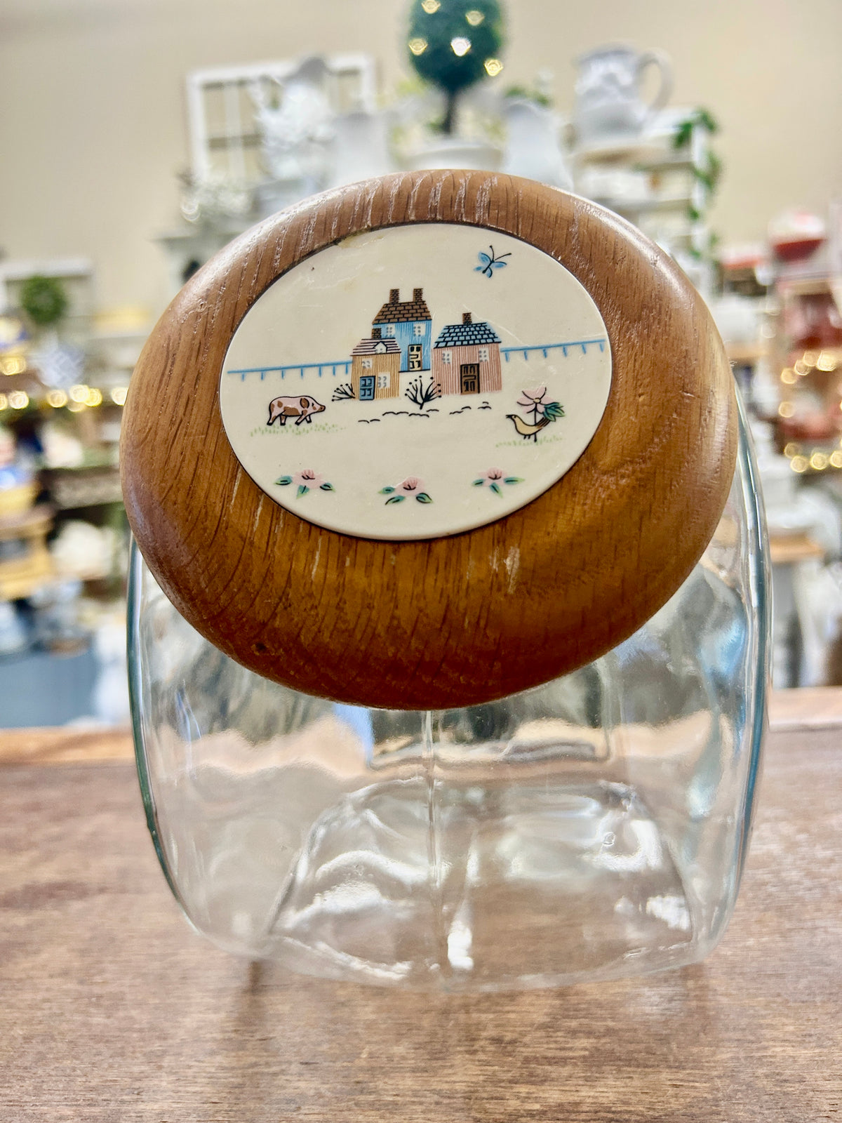Clear International Tableworks Heartland Cookie Jar Wood Lid, 9"