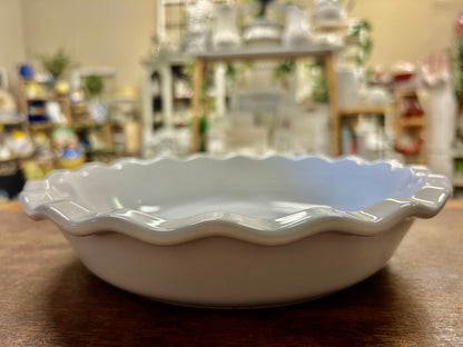 Emile Henry White Ruffle Pie Plate France, 9"