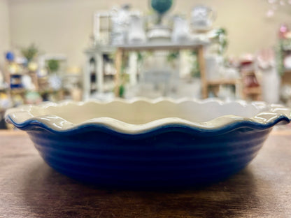 Emile Henry Blue Pie Plate France, 9"