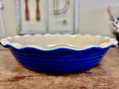 Emile Henry Blue Pie Plate France, 9"