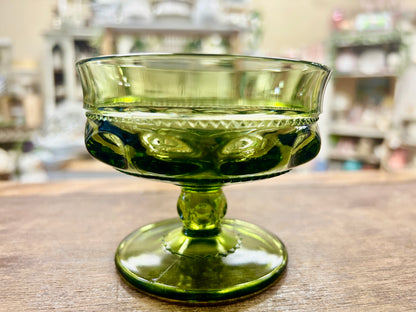 Indiana Glass Thumbprint Green Dessert, 3"