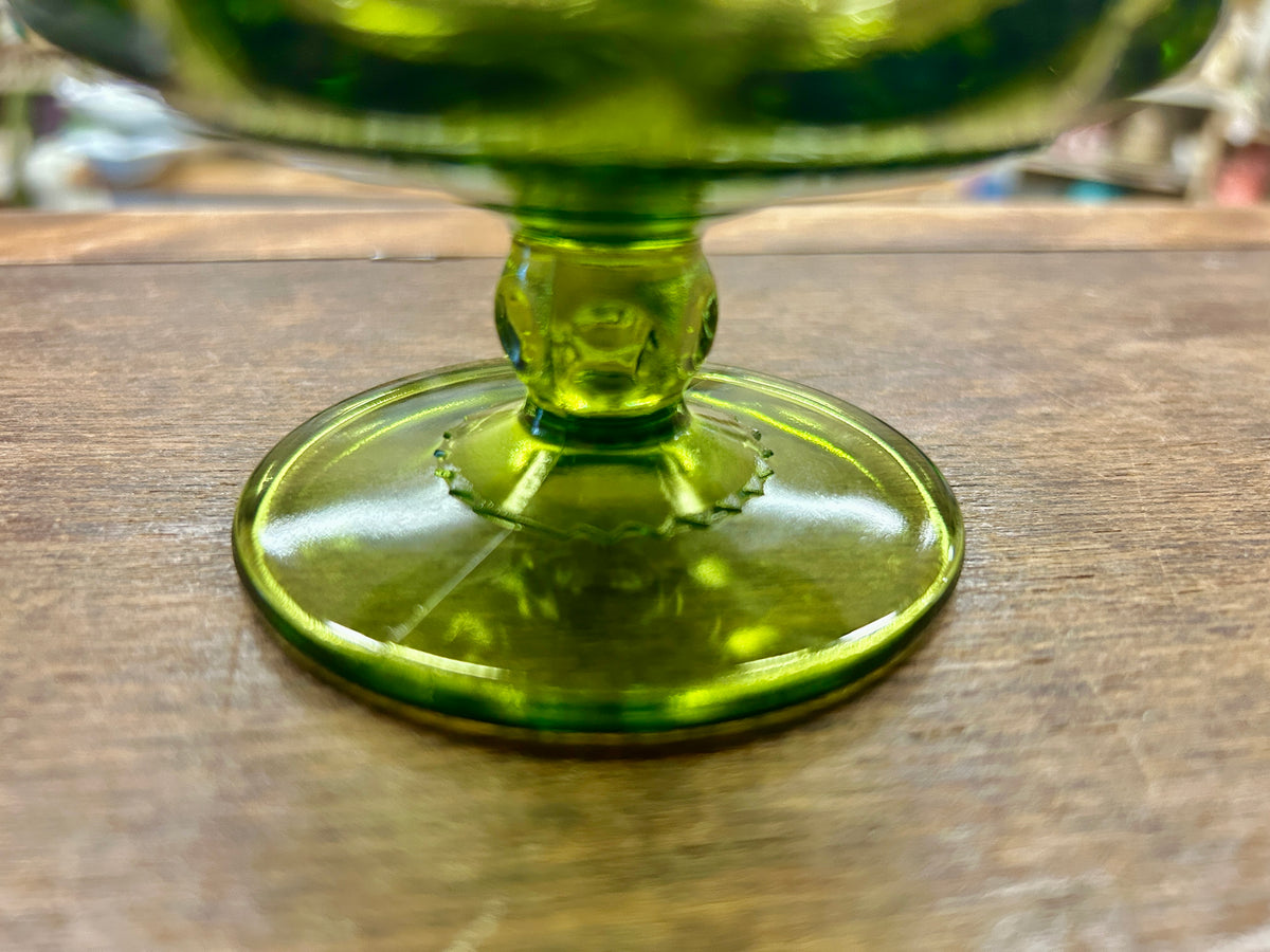Indiana Glass Thumbprint Green Dessert, 3"