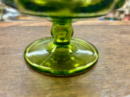 Indiana Glass Thumbprint Green Dessert, 3"