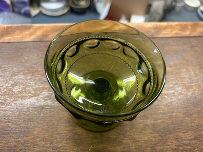 Indiana Glass Thumbprint Green Dessert, 3"