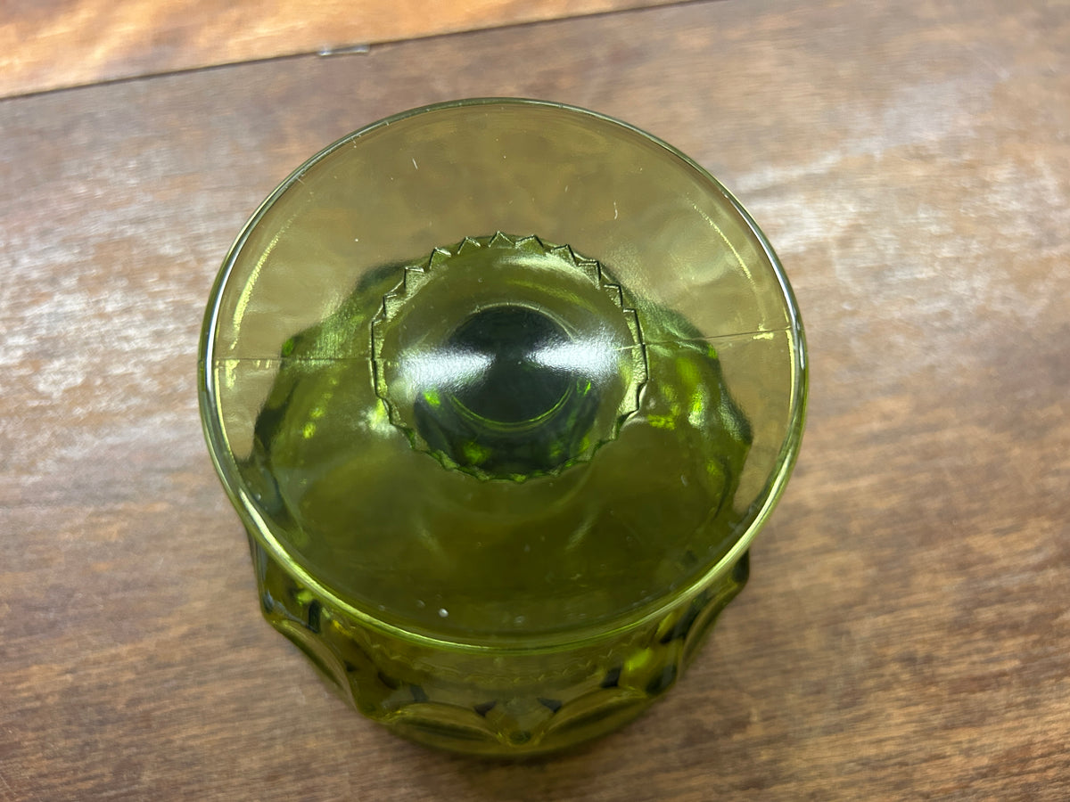 Indiana Glass Thumbprint Green Dessert, 3"