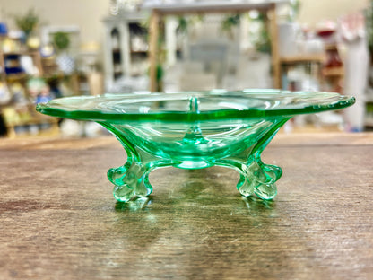 Green Heisey Glass Moongleam Empress 3 Dolphin Green, 5 1/4"