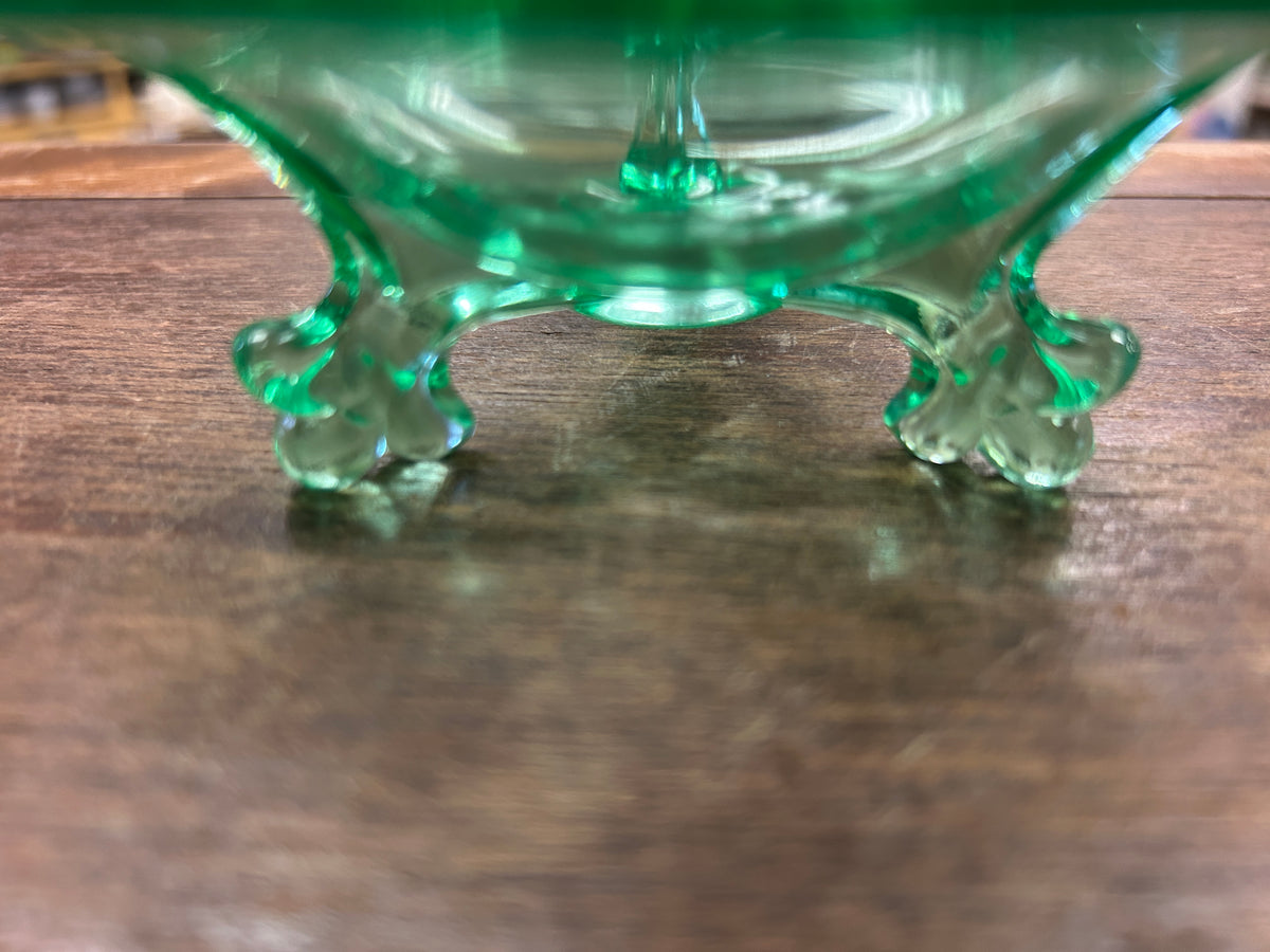 Green Heisey Glass Moongleam Empress 3 Dolphin Green, 5 1/4"