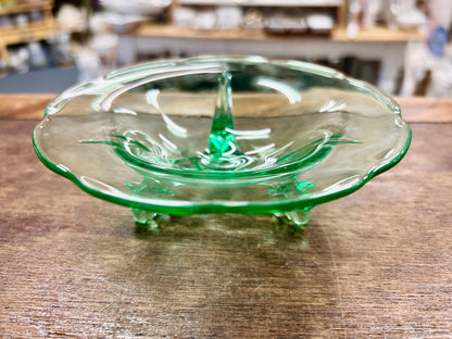 Green Heisey Glass Moongleam Empress 3 Dolphin Green, 5 1/4"