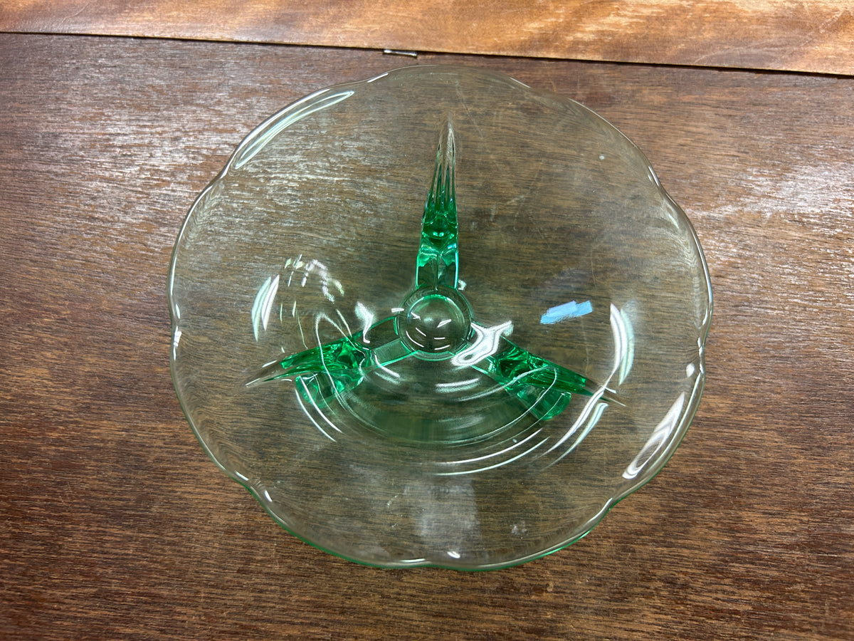 Green Heisey Glass Moongleam Empress 3 Dolphin Green, 5 1/4"
