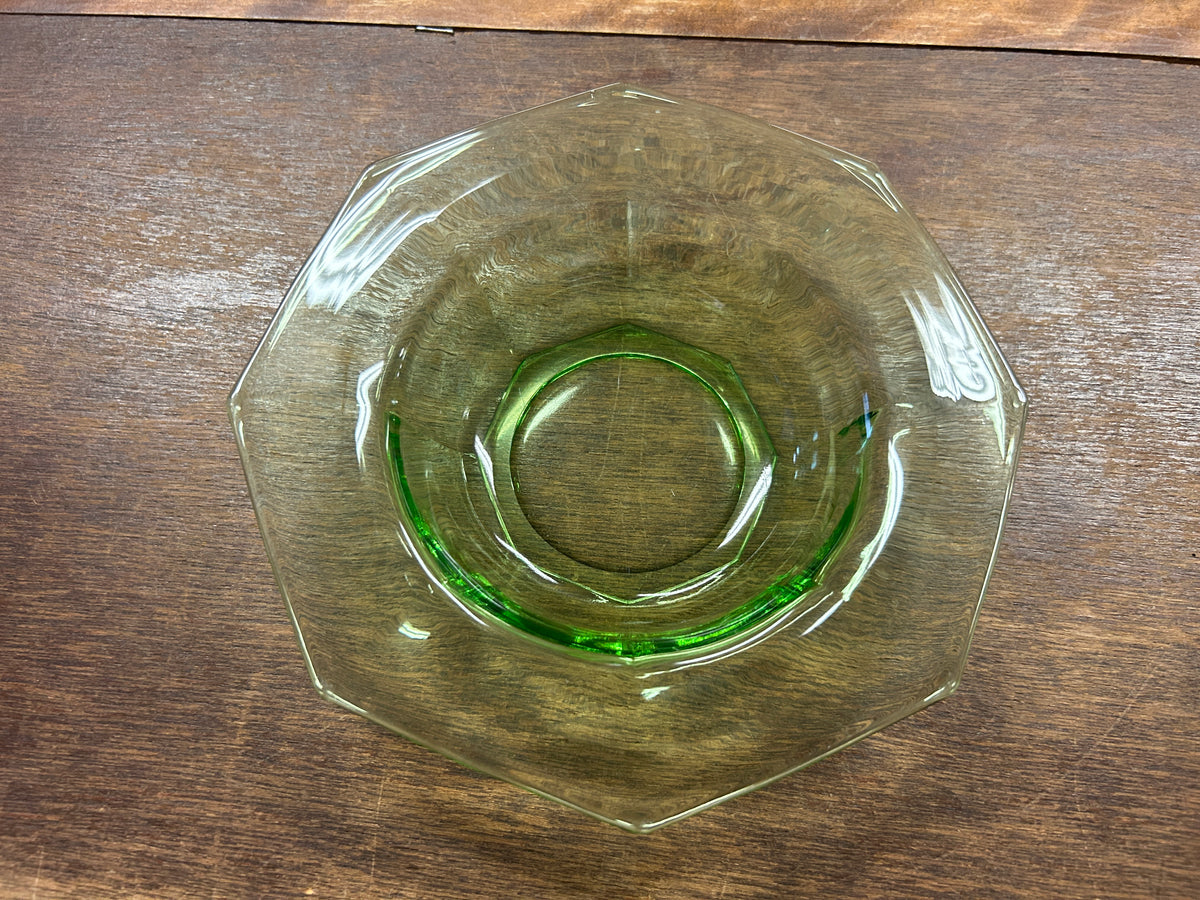 Heisey Glass Green Octagon Bowl, 7"