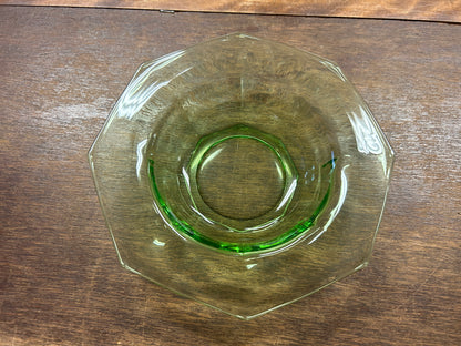 Heisey Glass Green Octagon Bowl, 7"