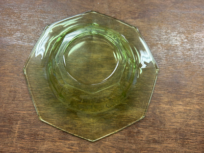 Heisey Glass Green Octagon Bowl, 7"