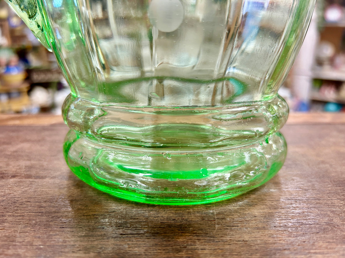 Green Standard Glass Uranium Grapes Pitcher, 8"