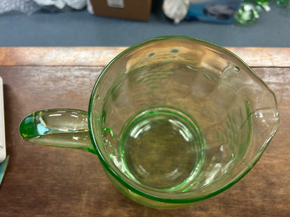 Green Standard Glass Uranium Grapes Pitcher, 8"